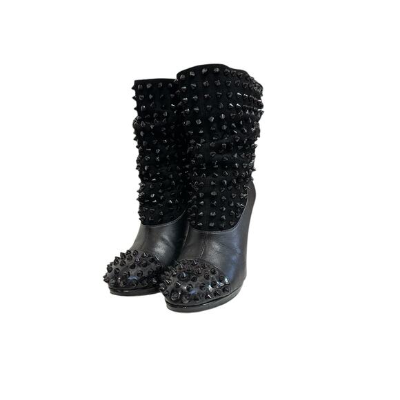 Christian Louboutin Womens Spike Wars Stiletto Booties Black Size 35 Leather - Picture 3 of 14